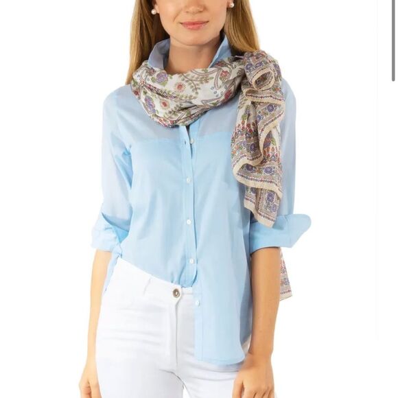 Gretchen Scott Button Down Cotton Shirt Sleek Voile Small - Picture 1 of 8